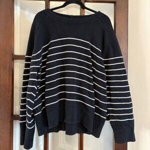 Abercrombie and Fitch Black and White Striped Crewneck Sweater, Size XXL